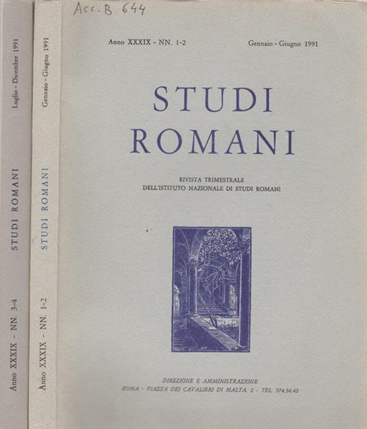 Studi Romani - Angelico da Civitavecchia - copertina