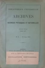 Archives de Sciences Physiques et Naturelles. Troisieme periode.Tome XXV