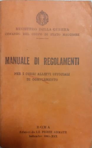 Manuale di regolamenti per i corsi allievi ufficiali di completamento - copertina