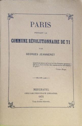 Paris pendant la commune revolutionnaire de 71 - copertina