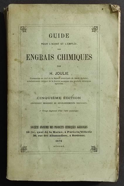 Guide pour l'Achat et l'Emploi des Engrais Chimiques - copertina