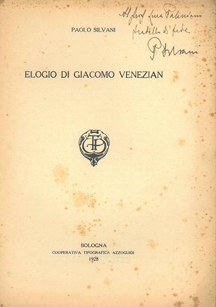 Elogio di Giacomo Venezian. Estratto - Paolo Siani - copertina