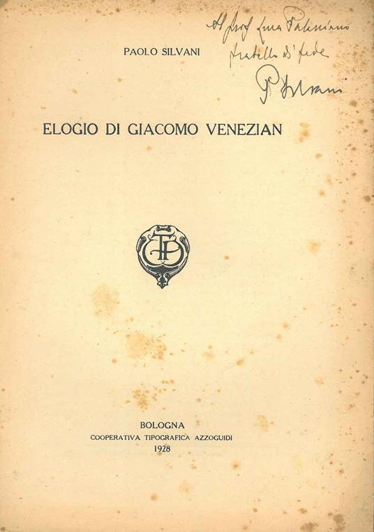 Elogio di Giacomo Venezian. Estratto - Paolo Siani - copertina