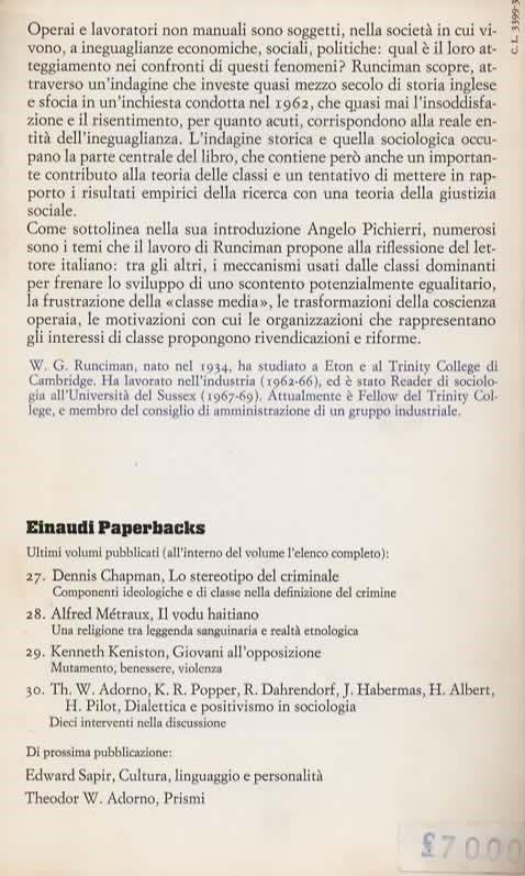 Ineguaglianza e coscienza sociale. L'idea di giustizia sociale nelle classi lavoratrici. A cura di Angelo Pichierri - 2