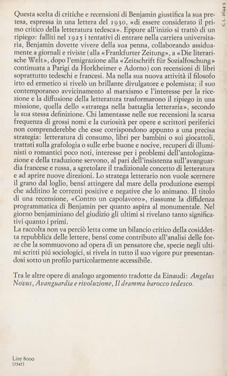 Critiche e recensioni. Tra avanguardie e letteratura di consumo - Walter Benjamin - 2