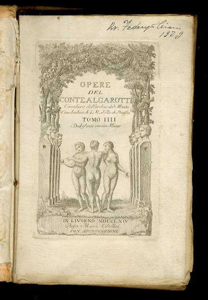 Opere militari. [In:] Opere del conte Algarotti cavaliere dell'ordine del Merito e ciamberlano di S.M. il Re di Prussia. Tomo IIII - Francesco Algarotti - copertina