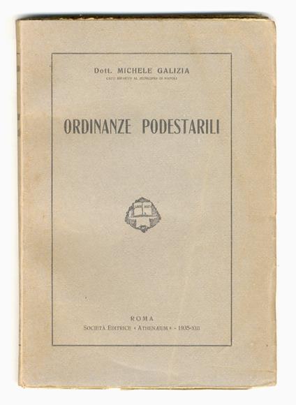 Ordinanze podestarili - Michele Galizia - copertina