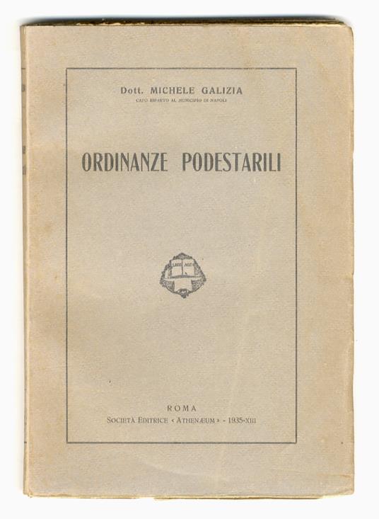 Ordinanze podestarili - Michele Galizia - copertina