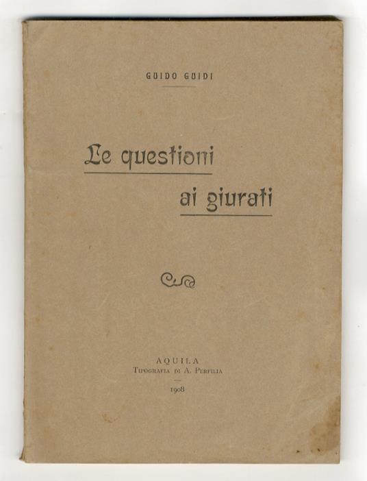 Le questioni ai giurati - Guido Guidi - copertina
