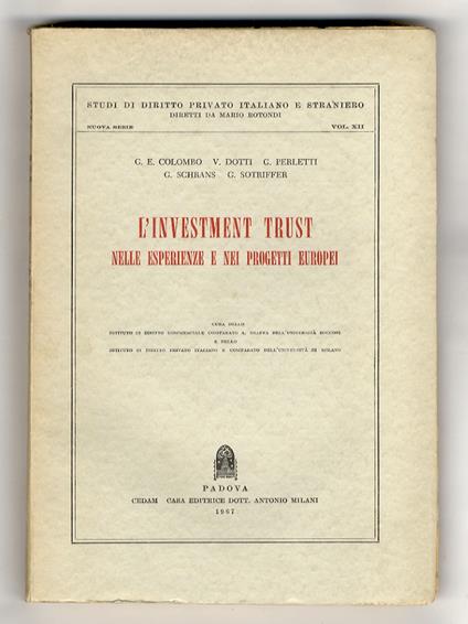 L' investment trust nelle esperienze e nei progetti europei - Gherardo Colombo - copertina