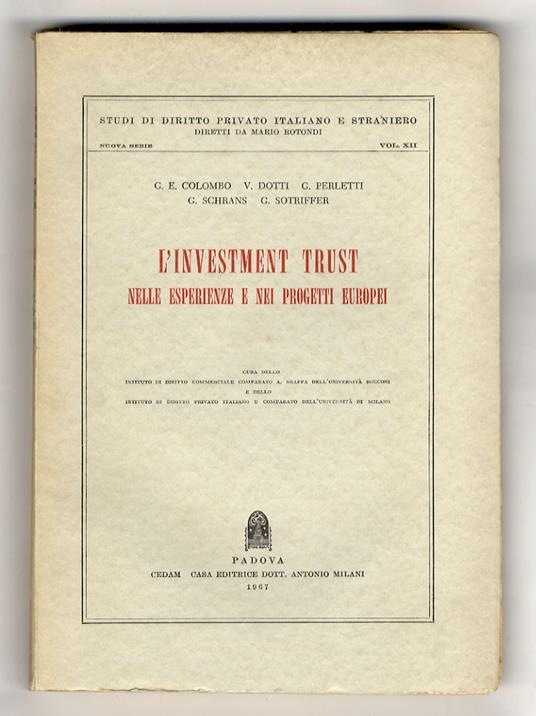 L' investment trust nelle esperienze e nei progetti europei - Gherardo Colombo - copertina