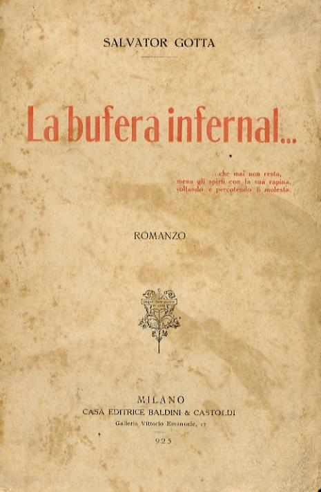 La bufera infernal... Romanzo - Salvatore Gotta - copertina