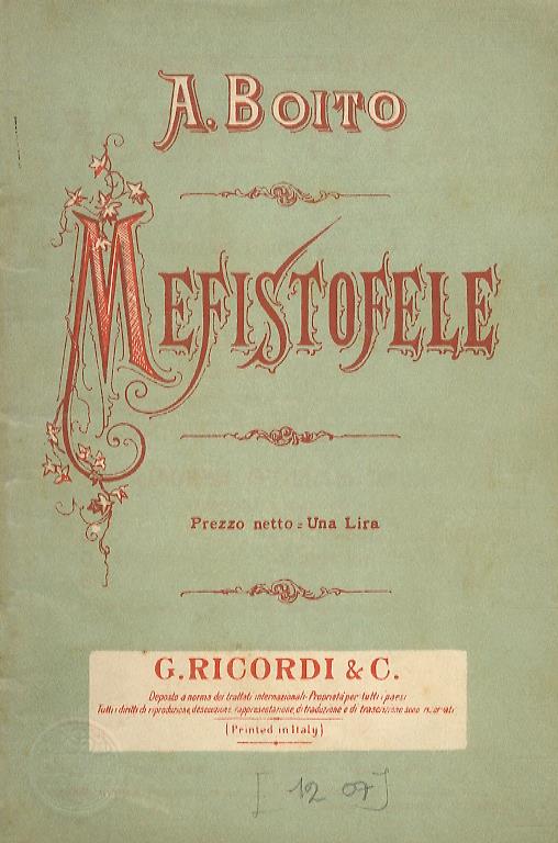 Mefistofele. Opera - Arrigo Boito - copertina
