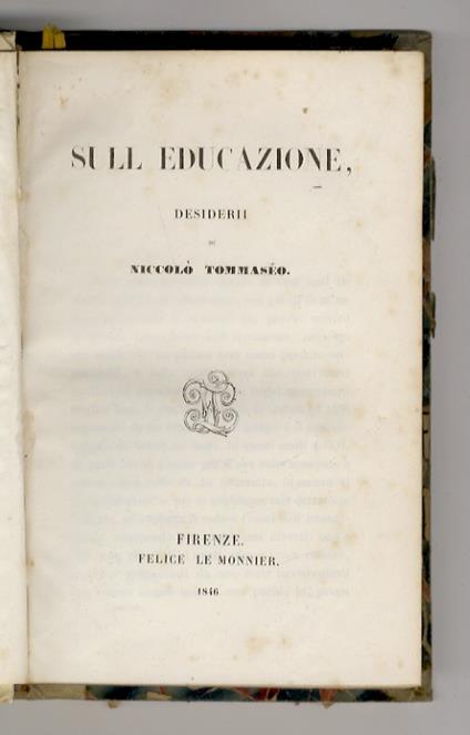 Sull'Educazione, desiderii - Niccolò Tommaseo - copertina