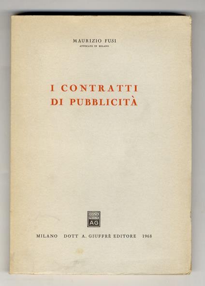 I contratti di pubblicità - Maurizio Fusi - copertina
