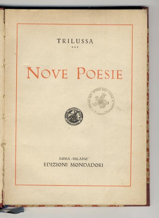 Nove poesie - Trilussa - copertina