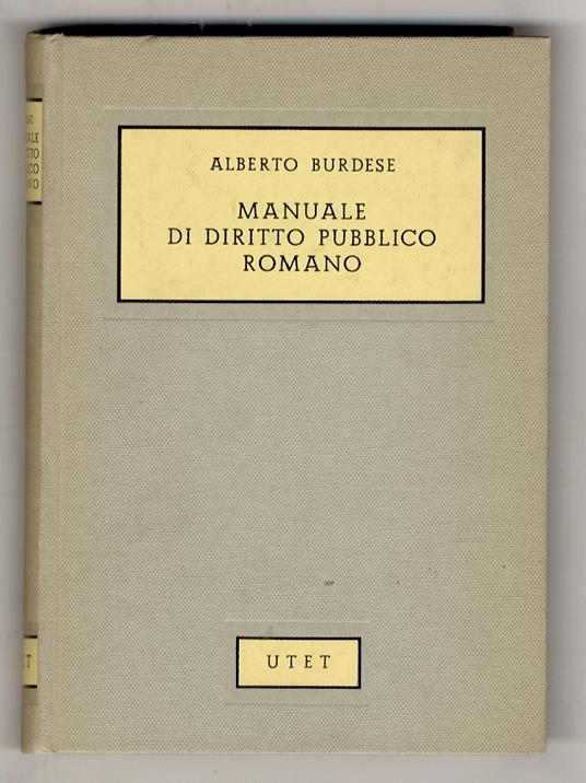 Manuale di diritto pubblico romano - Alberto Burdese - copertina