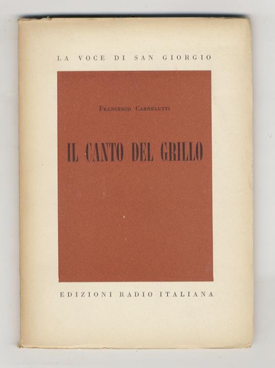 Il canto del grillo - Francesco Carnelutti - copertina