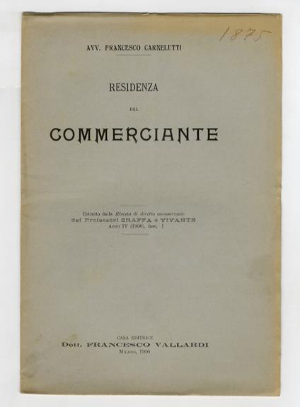 Residenza del commerciante - Francesco Carnelutti - copertina