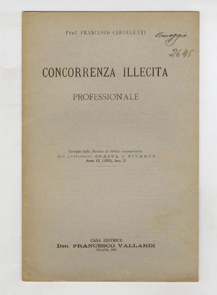 Concorrenza illecita professionale - Francesco Carnelutti - copertina