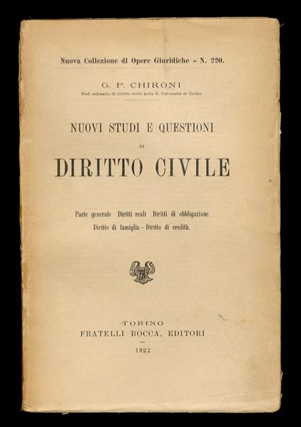 Nuovi studi e questioni di diritto civile - G. Pietro Chironi - copertina