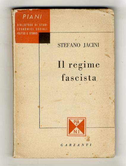 Il regime fascista - Stefano Jacini - copertina