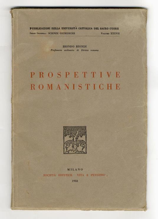 Prospettive romanistiche - Biondo Biondi - copertina