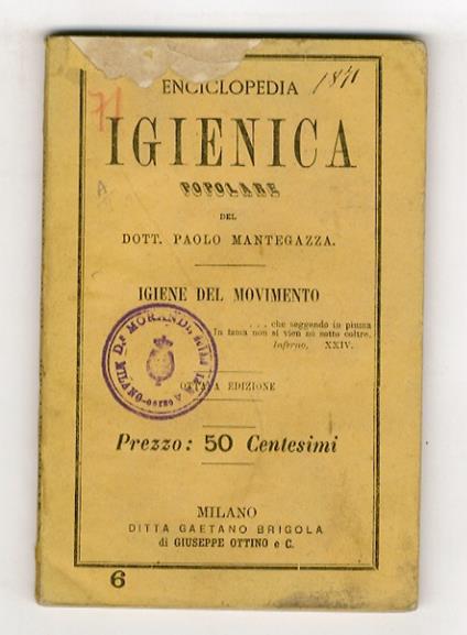 Almanacco igienico popolare del dott. Paolo Mantegazza. Anno terzo. 1868. Igiene del sangue - Paolo Mantegazza - copertina