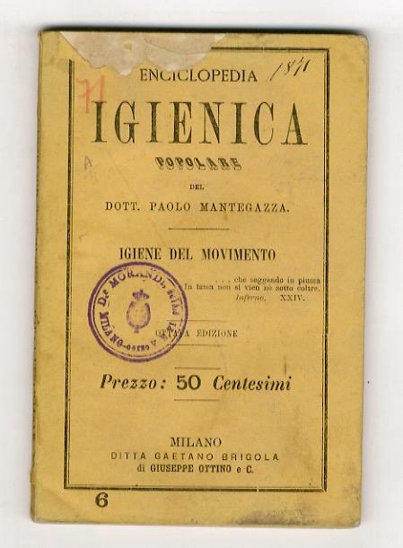 Almanacco igienico popolare del dott. Paolo Mantegazza. Anno terzo. 1868. Igiene del sangue - Paolo Mantegazza - copertina