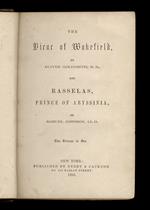 The Vicar of Wakefield by Oliver Golsmith and Rasselas, Prince od Abyssinia by Samuel Johnson. Two volumes in one