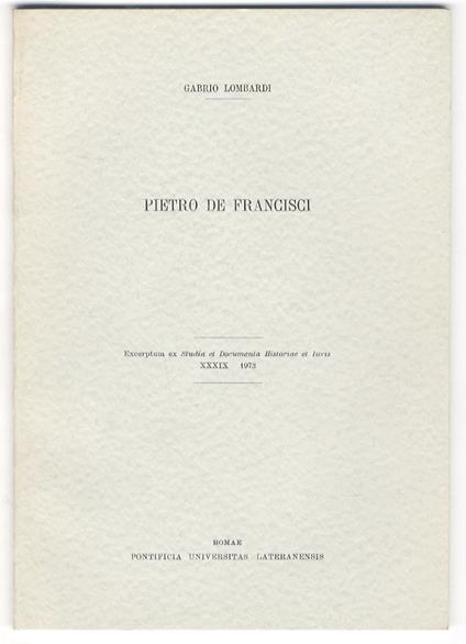 Pietro De Francisci - Gabrio Lombardi - copertina