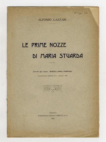 Le prime nozze di Maria Stuarda - Alfonso Lazzari - copertina