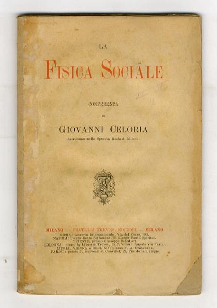 La fisica sociale. Conferenza di Giovanni Celoria - Giovanni Celoria - copertina