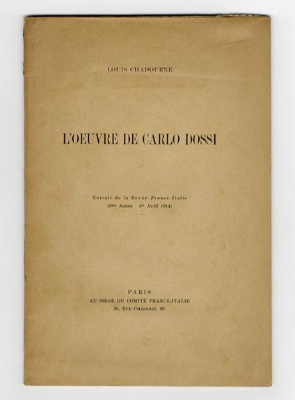 L' oeuvre de Carlo Dossi - Louis Chadourne - copertina