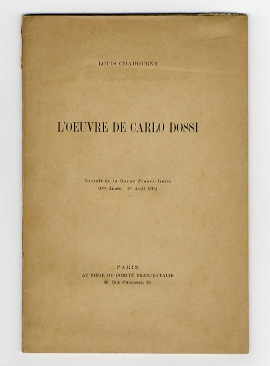 L' oeuvre de Carlo Dossi - Louis Chadourne - copertina
