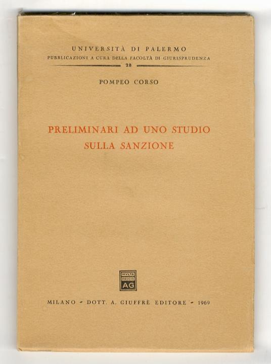 Preliminari ad uno studio sulla sanzione - Pompeo Corso - copertina