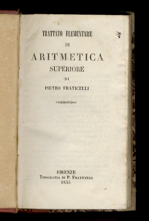 Trattato elementare di Aritmetica superiore - Pietro Fraticelli - copertina
