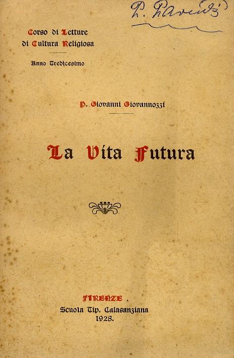 La vita futura - Giovanni Giovannozzi - copertina