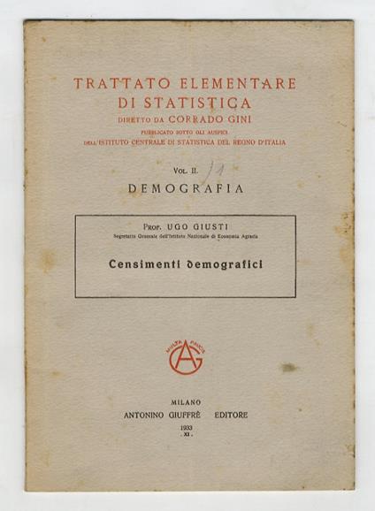 Censimenti demografici - Ugo Giusti - copertina