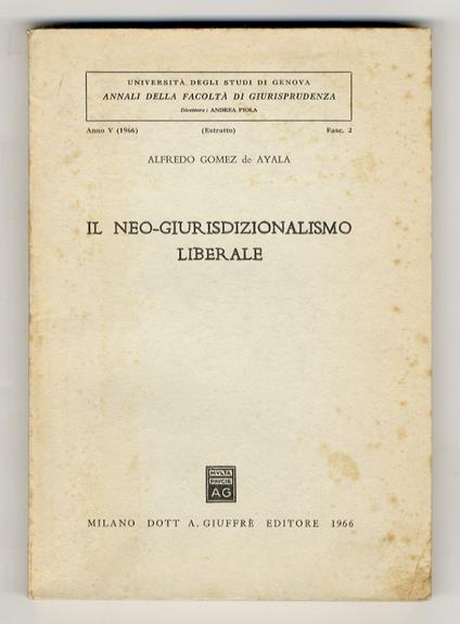 Il neo-giurisdizionalismo liberale - Alfredo Gomez de Ayala - copertina