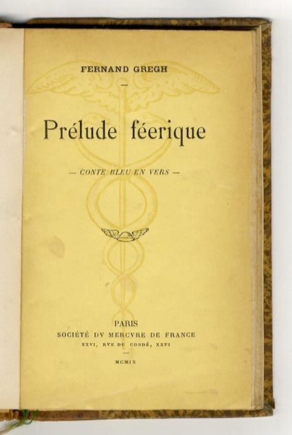Prélude féérique. Conte bleu en vers - Fernand Gregh - copertina