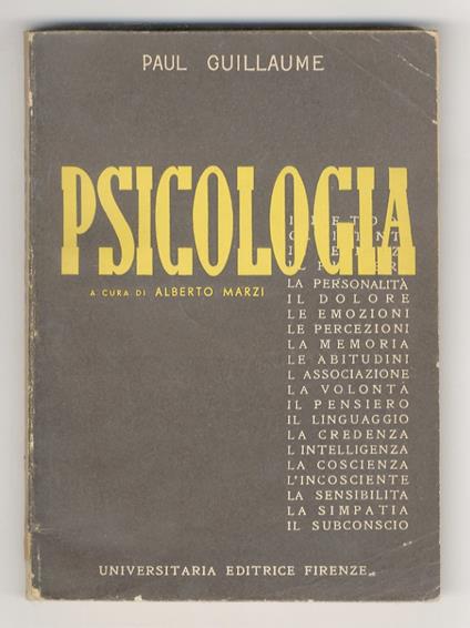 Manuale di psicologia. A cura di Alberto Marzi - Paul Guillaume - copertina