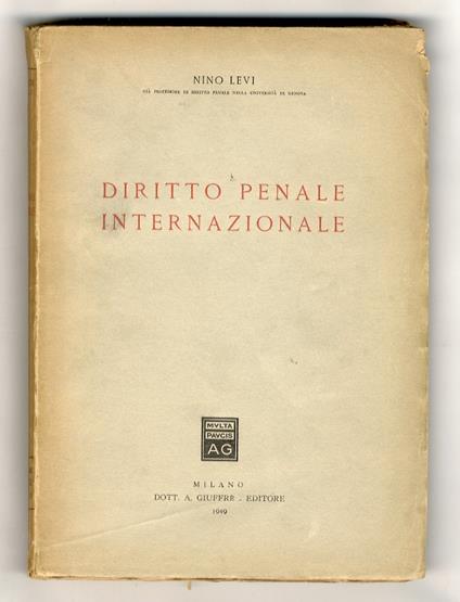 Diritto penale internazionale - Nino Levi - copertina