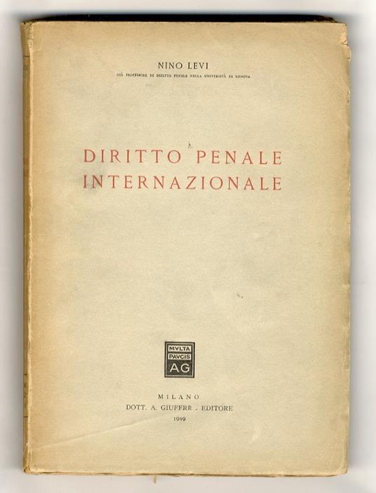 Diritto penale internazionale - Nino Levi - copertina