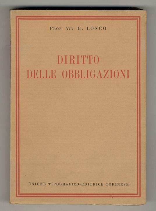 Diritto delle obbligazioni - Giannetto Longo - copertina