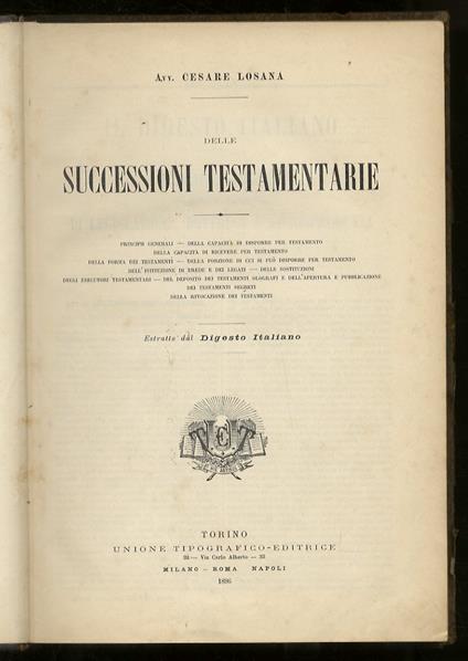 Le successioni testamentarie - Cesare Losana - copertina