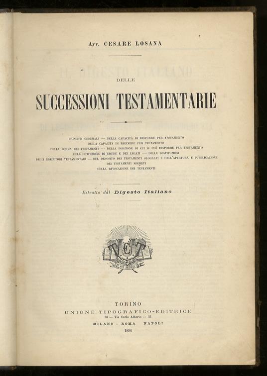 Le successioni testamentarie - Cesare Losana - copertina