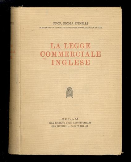 La legge commerciale inglese - Nicola Spinelli - copertina