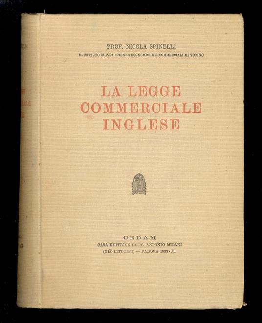 La legge commerciale inglese - Nicola Spinelli - copertina