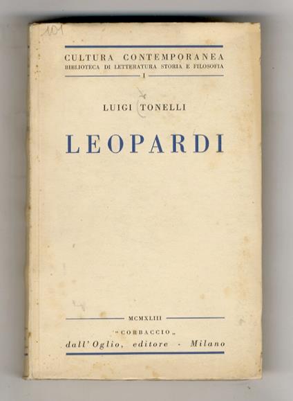 Leopardi. Seconda edizione - Luigi Tonelli - copertina